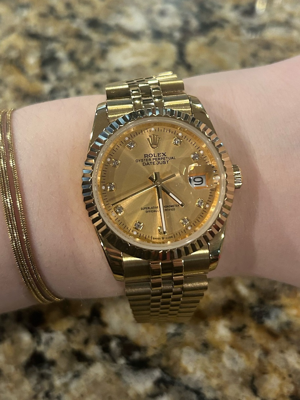 36mm Gold Dial Watch